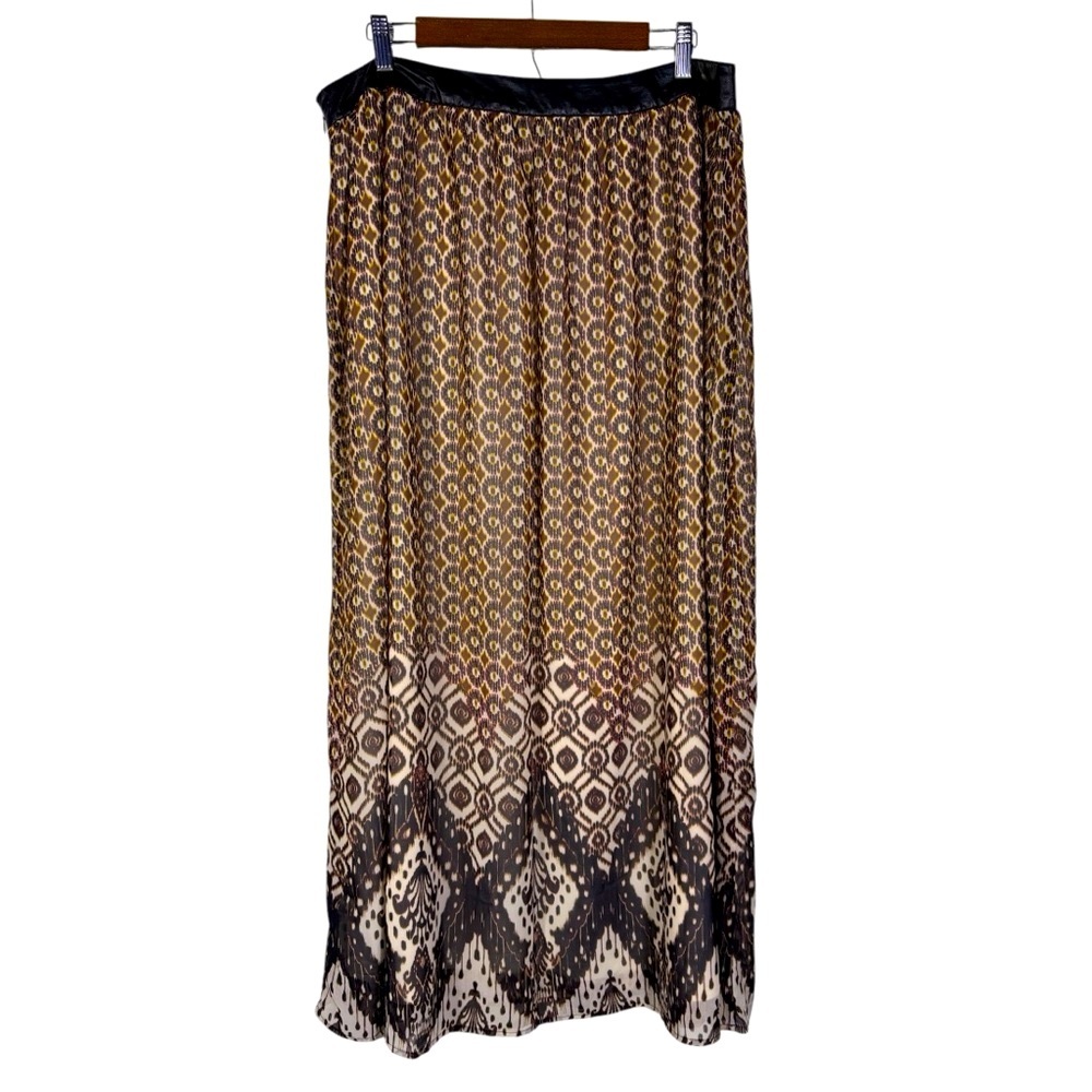 Cato's Sheer Chiffon Maxi Skirt with Faux Leather Trim Women's Sz 16W
